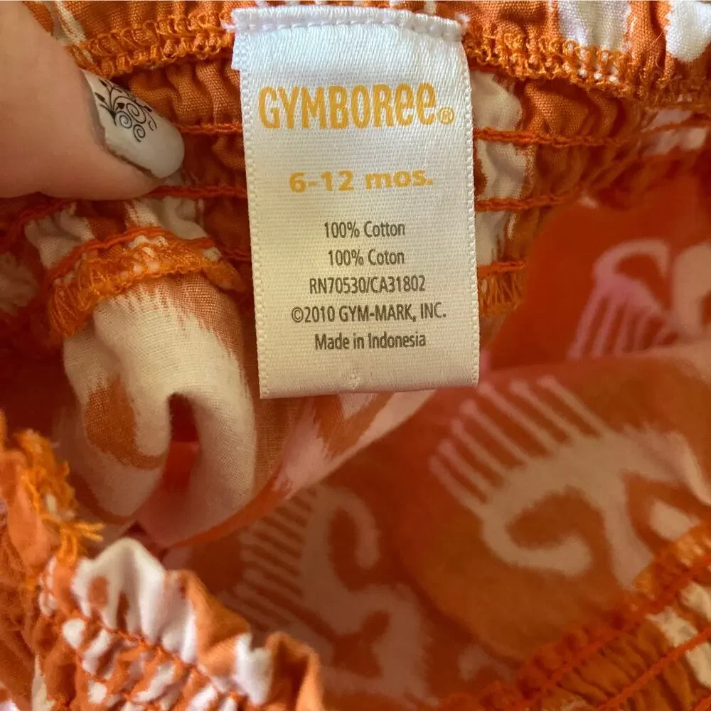 Gymboree Orange Print Pull On Tiered Skirt, Size 6-12M